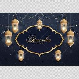 دانلود وکتور فانوس ماه رمضان با رنگ آبی