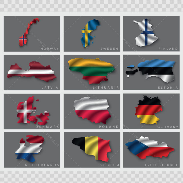طرح‌های لایه باز وکتور پرچم کشورها