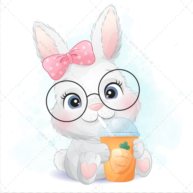 وکتور کارتونی خرگوش دوست داشتنی با عینک