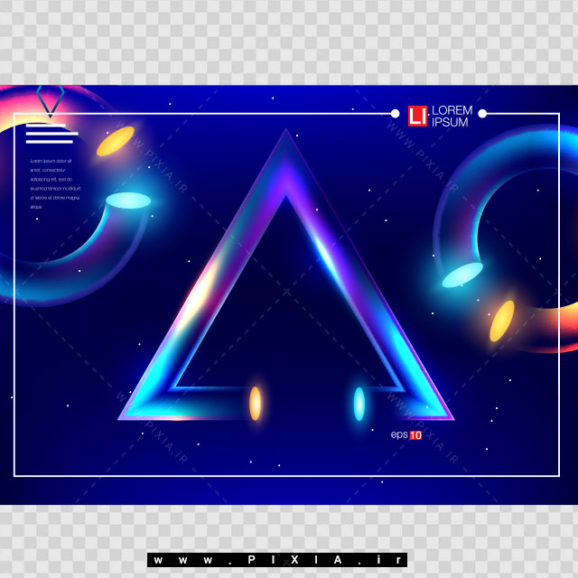 بکگراند لایه باز طرح مثلث و دایره نئوني