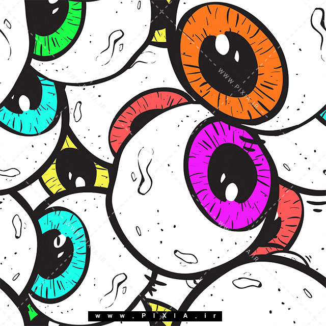 وکتور لایه باز پترن چشم با مردمک‌های رنگی